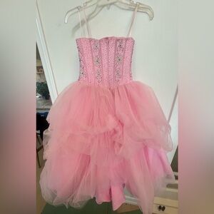 Pink prom dress with beading Y2K Vintage